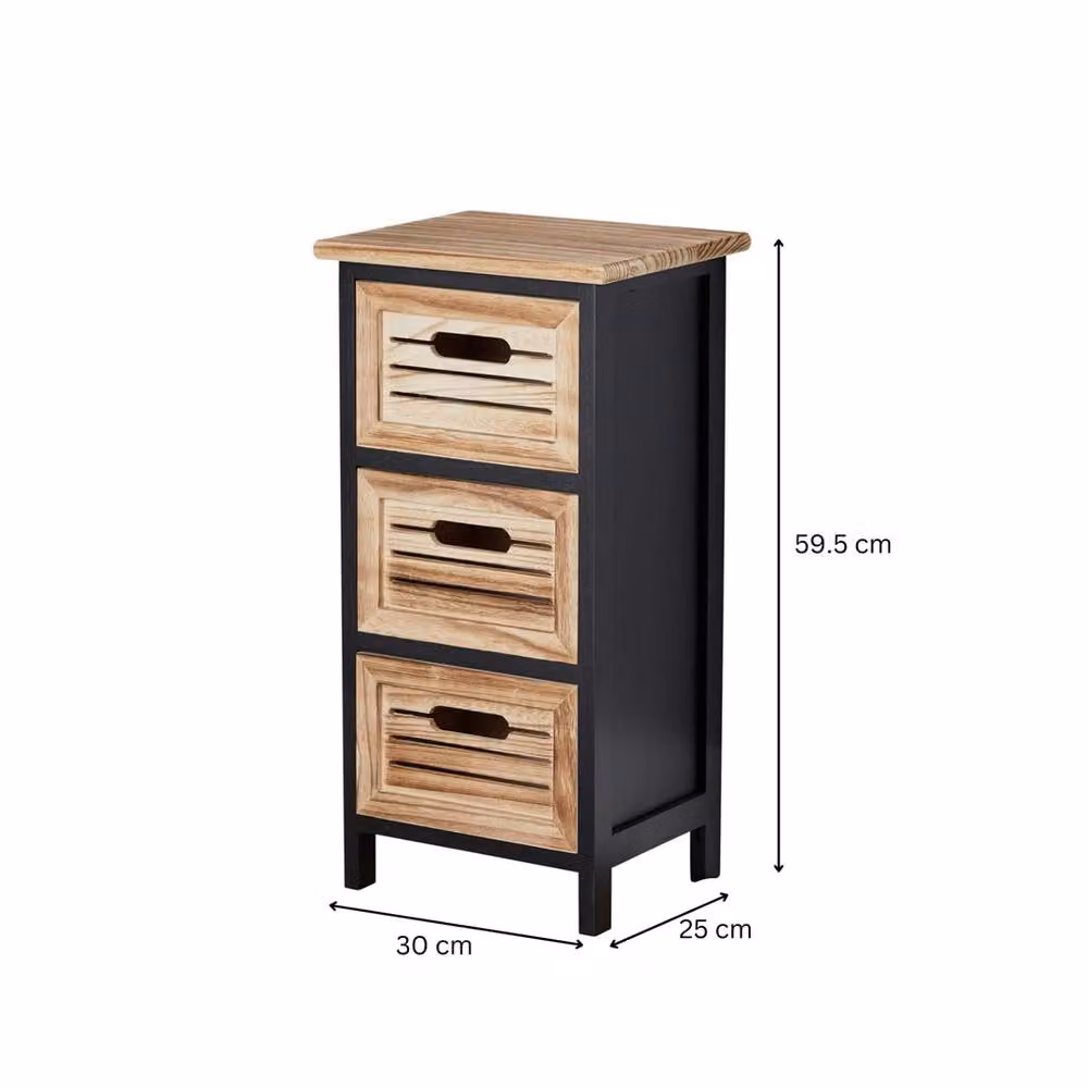 SPETLEK Wooden 3 Drawer Storage Unit in Black and Oak – 2