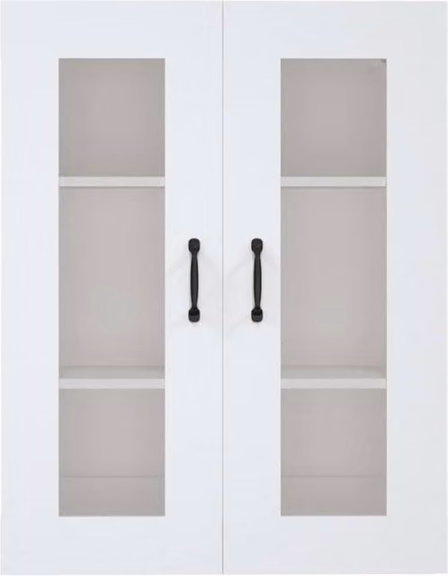 Berkfield Home Modern Wall Mounted Hanging Cabinet in White with Glass Doors, W: 69.5 cm, D: 34 cm, H: 90 cm