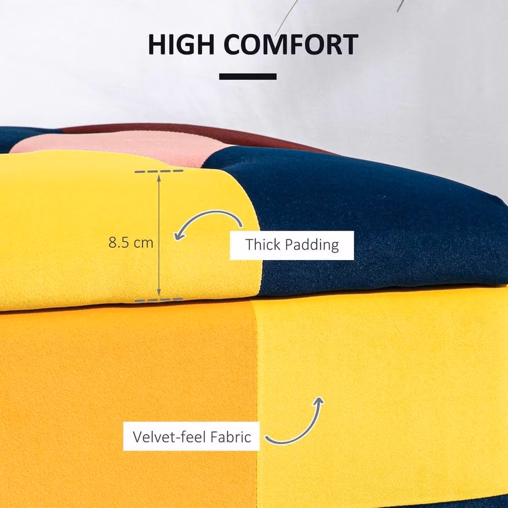 NESTLUNE Multicolour Velvet Rectangular Storage Ottoman W/D/H: 114 x 47 x 47 cm – 6