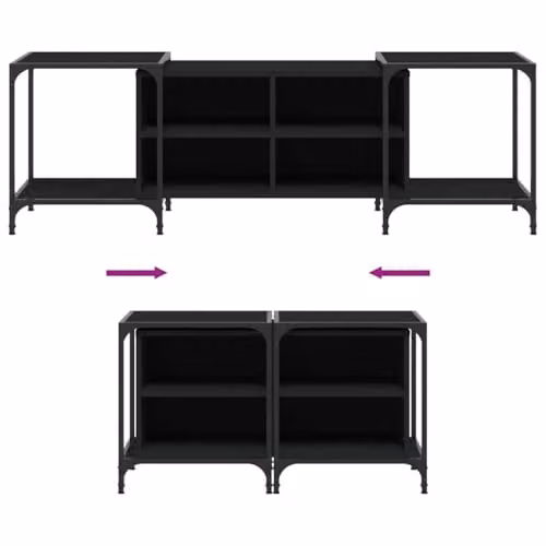 vidaXL Industrial Style TV Cabinet in Black, W/D/H: 153 x 37 x 37 cm – 3