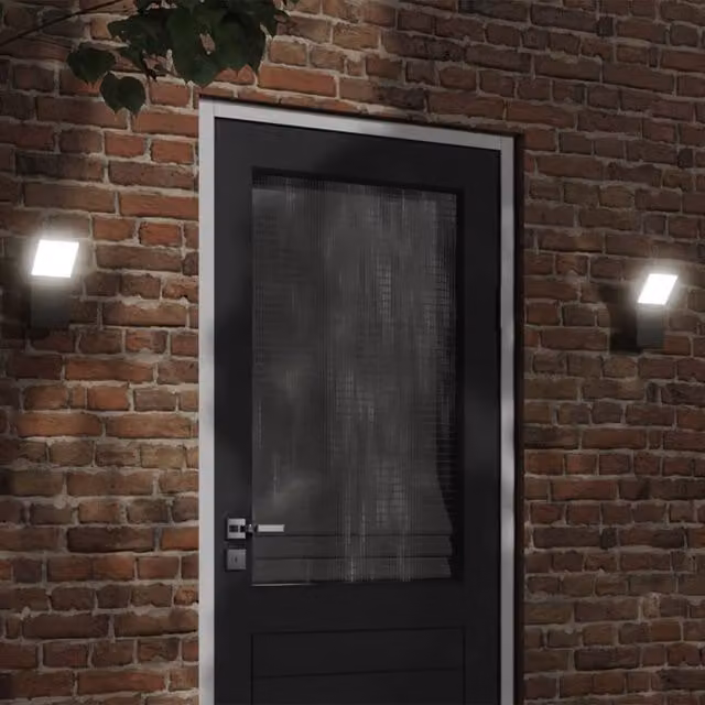 Berkfield Home Outdoor LED Wall Lights, 2 Pack, Black Die-cast Aluminium