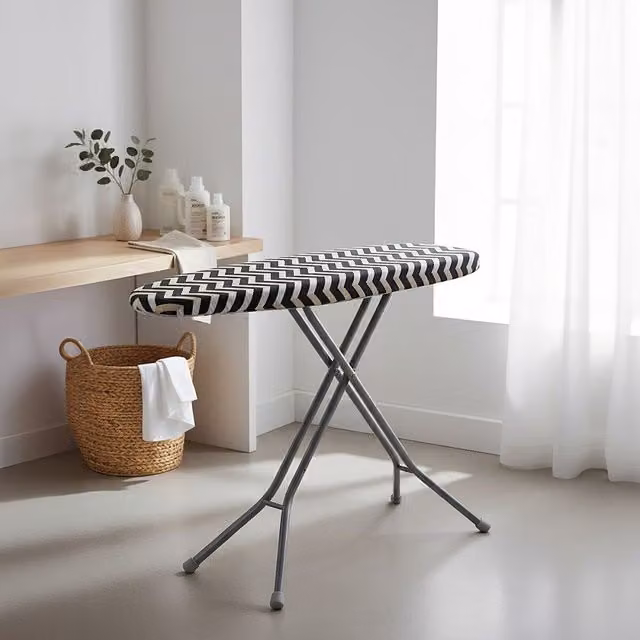 Orsina Chevron Ironing Board Cover in Grey and White Pattern with Padded Cotton Surface, Fits Standard Boards, Black – 1