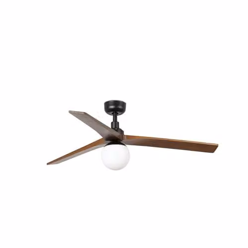 Netlighting Klim Medium Black and Walnut DC Ceiling Fan with E27 Bulb Socket and Remote Control