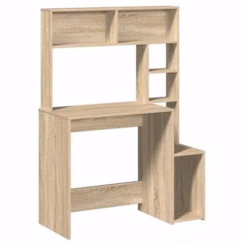 vidaXL Writing Desk with Shelves in Brown Engineered Wood W/D/H: 100 x 45 x 140 cm – 1