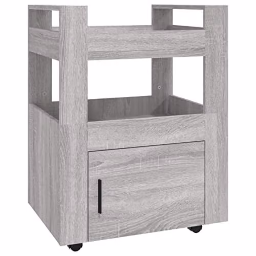 vidaXL Grey Sonoma Kitchen Trolley with Castors, W/D/H: 60 x 45 x 80 cm