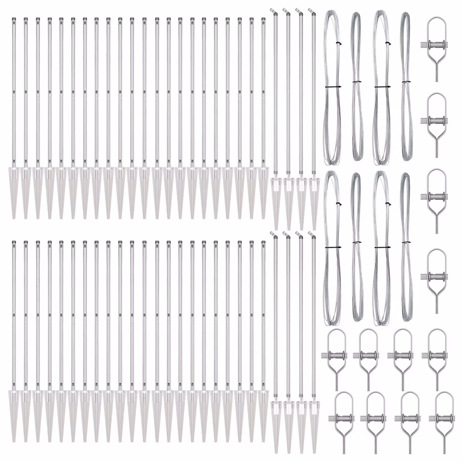 Berkfield Home Galvanised Steel Fence Posts with Spike, Silver, 52 Pieces, Diameter: 3.2 cm, Height: 80 cm – 2