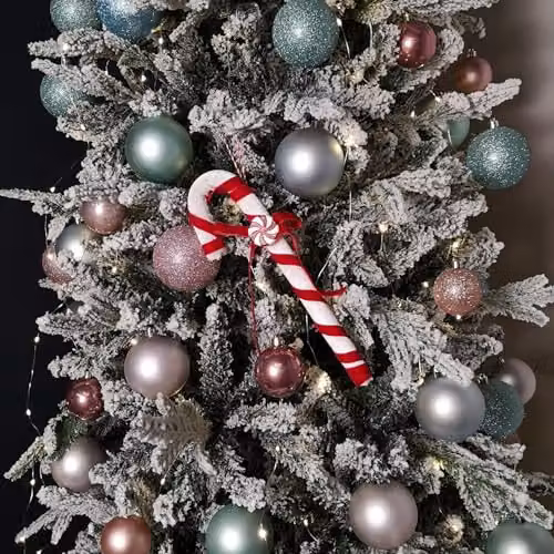 Samuel Alexander Red and White Striped Hanging Christmas Candy Cane Textile Pendant Decoration, 29 cm – 2