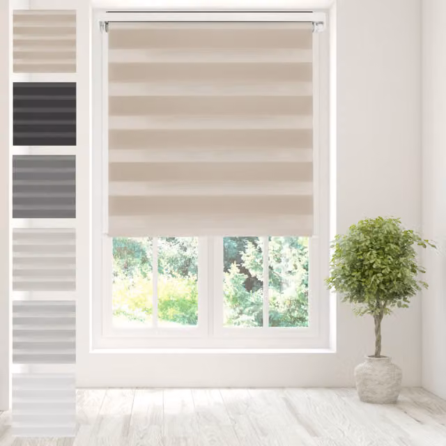 Caecus Day Night Zebra Duo Roller Blind in Beige and Brown, W: 150 cm, H: 210 cm