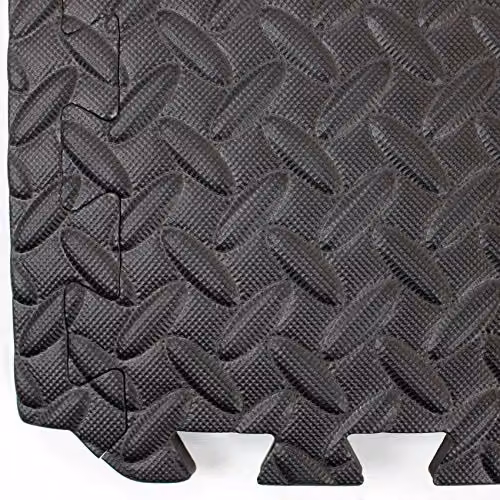 Actiasmat Shock Absorbing Gym Floor Mats, 20mm Thick EVA Foam, Black and Grey, 1.49 m2 Coverage – 6