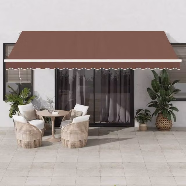 Berkfield Home Manual Retractable Folding Arm Awning in Brown, W: 450 cm, D: 350 cm