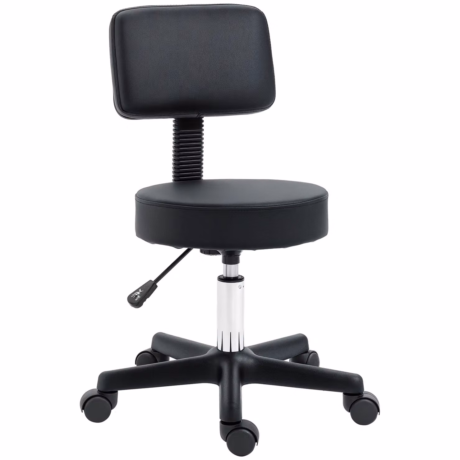 HOMCOM Black Synthetic Leather Swivel Beautician Salon Chair with Castors – 2