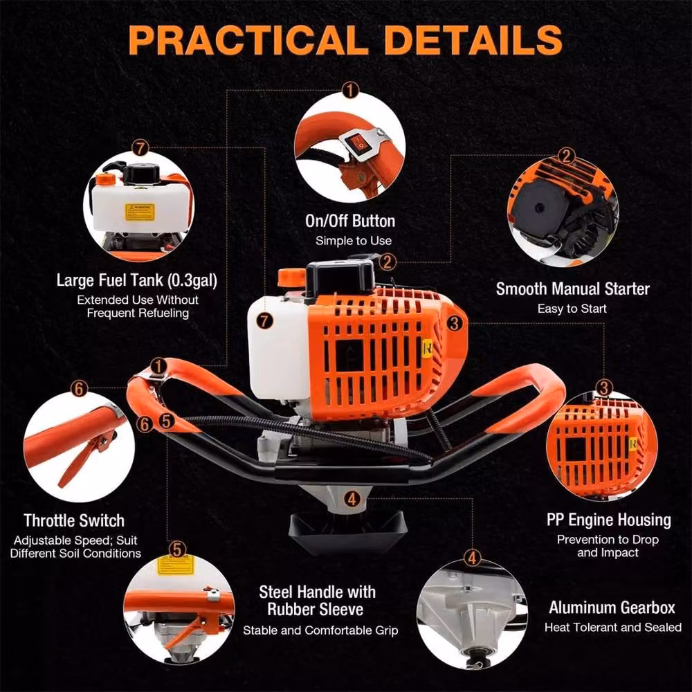 SPETLEK 52cc Petrol Earth Auger Digger in Orange – 5