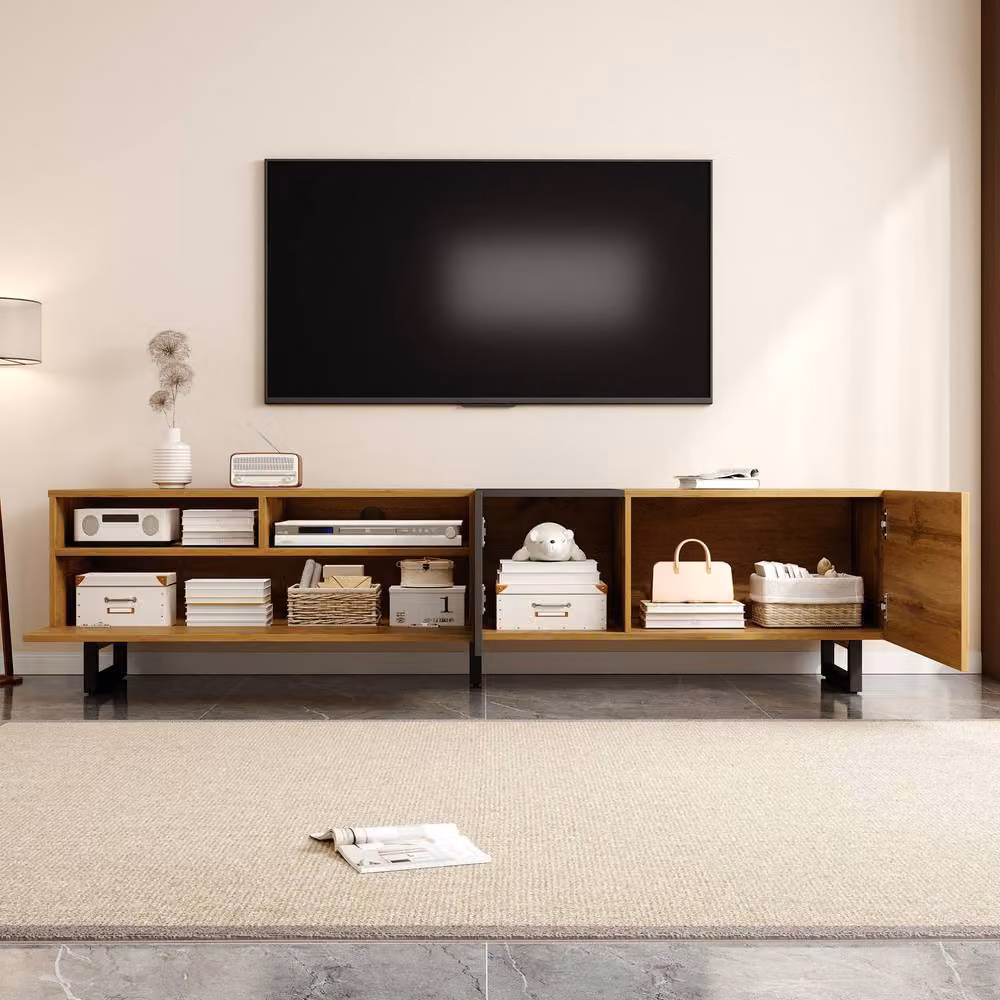 STILVORA Modern TV Unit with 3 Doors and 2 Compartments in Grey, Black or Brown – 2