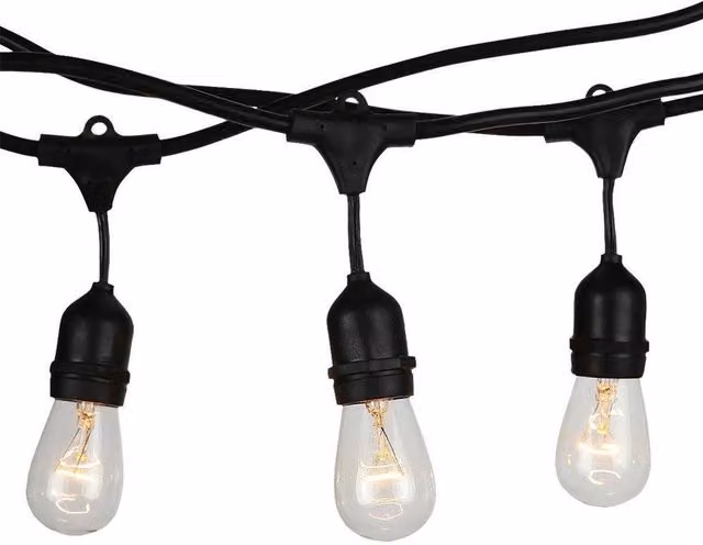 V-TAC Connectable Vintage LED String Light with Warm White Glass Drops, Black