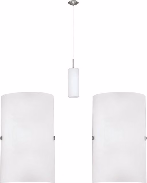 Loops Ceiling Pendant Light and 2x Matching Wall Lights in Silver with Transparent Glass – 1