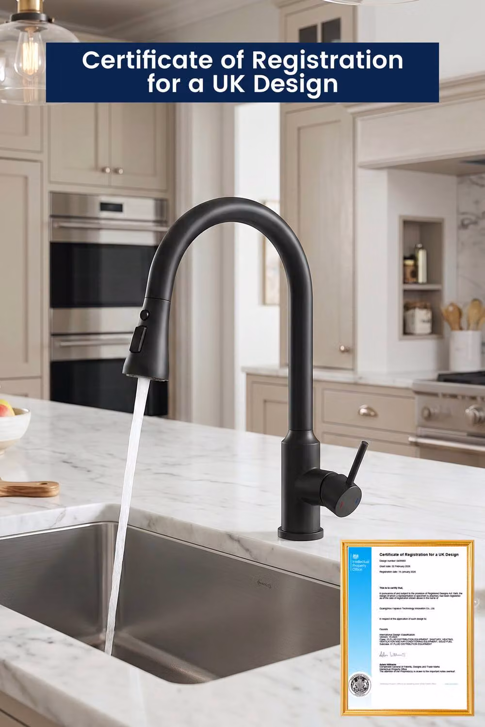 JANLEMNY Matte Black Pull Out Kitchen Mixer Tap with 3 Spray Modes – 6