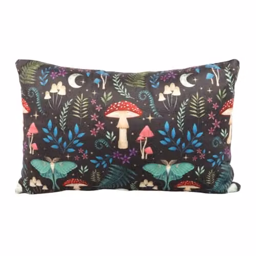Something Different Wholesale Enchantment Cushion with Mystical Forest Mushrooms and Moonlit Moths Design in Black and Multicolour, W: 40 cm – 1