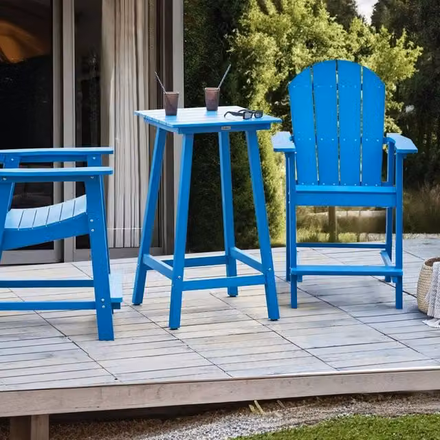 Wyld and Coco Blue UV-Resistant Outdoor Garden Bar Table, W/D: 59 x 59 cm – 1