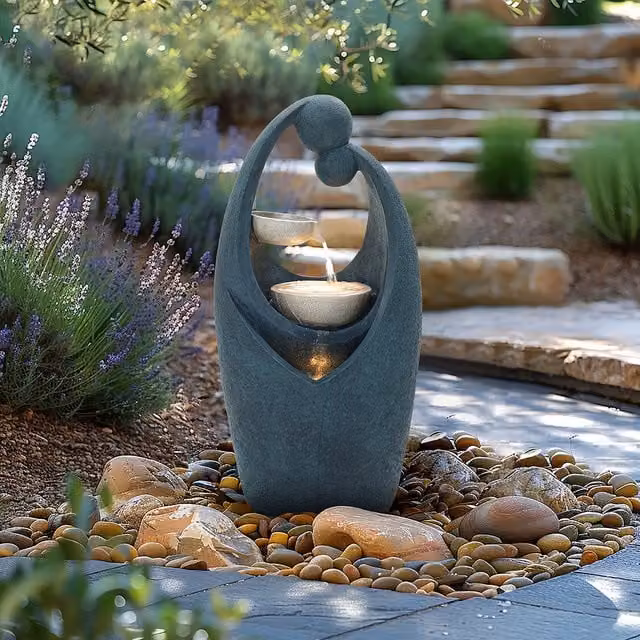 Charles Bentley Tay Cascading Tabletop Water Feature in Dark Blue