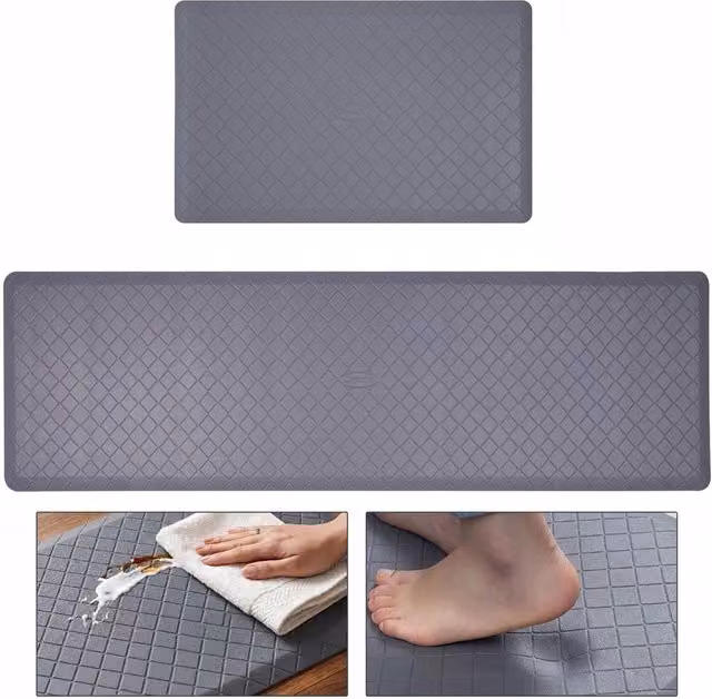 Pawnora Anti Fatigue Kitchen Mat in Grey, W: 67 cm x D: 127 cm Half Moon