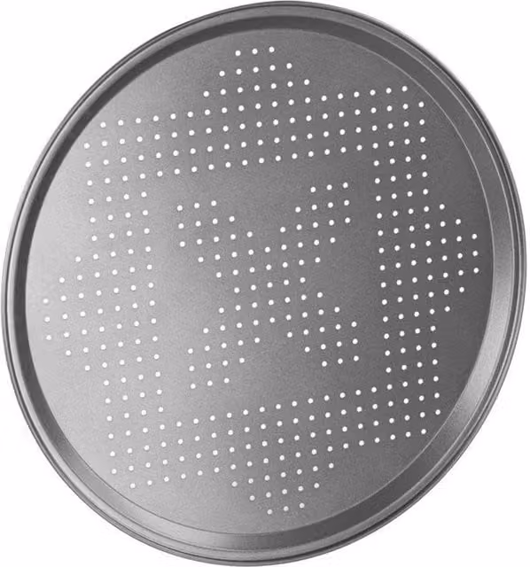 Chef Aid Non Stick Round Pizza Tray in Silver, Diameter: 30 cm