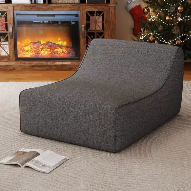 KORVIXA Ergonomic Blow Up Lazy Sofa with Detachable Cover, Grey, W/D/H: 100 x 100 x 66 cm