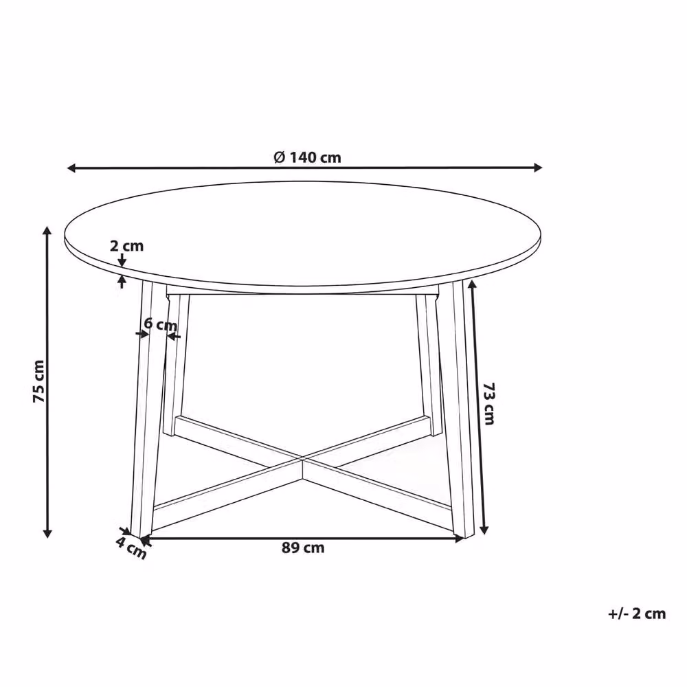 Wyld and Coco Oakline Round Dining Table in Brown with Dark Oak Veneer and Rubberwood Legs, Diameter: 140 cm, Height: 75 cm – 3