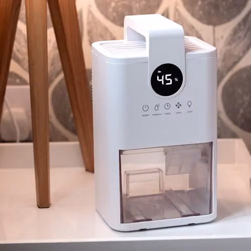 TCP Mini Dehumidifier in White with Timer and LED Lights – 3