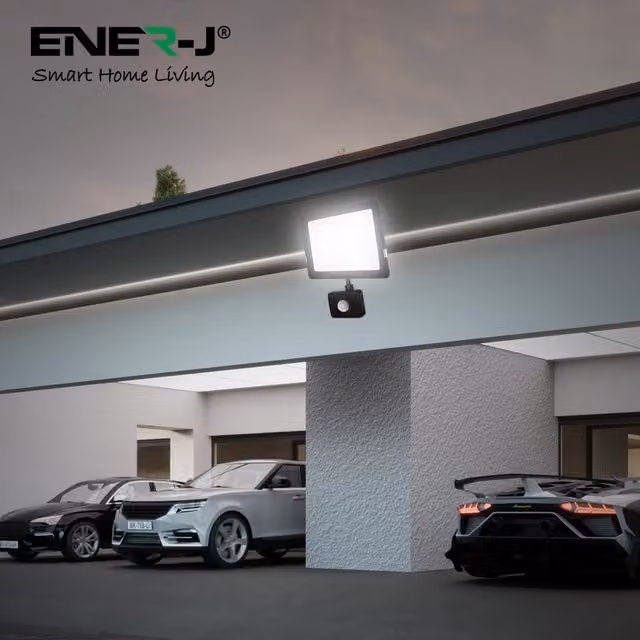 EnerJ Smart 50W LED PIR Motion Sensor Security Floodlight in White
