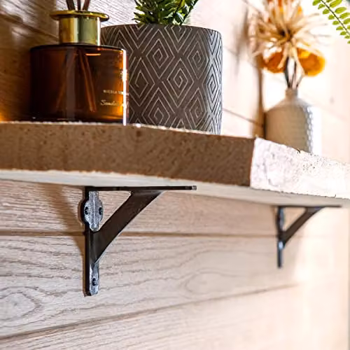 Hammer and Tongs Iron Shelf Bracket in Raw and Grey, Diameter: 100 mm – 3