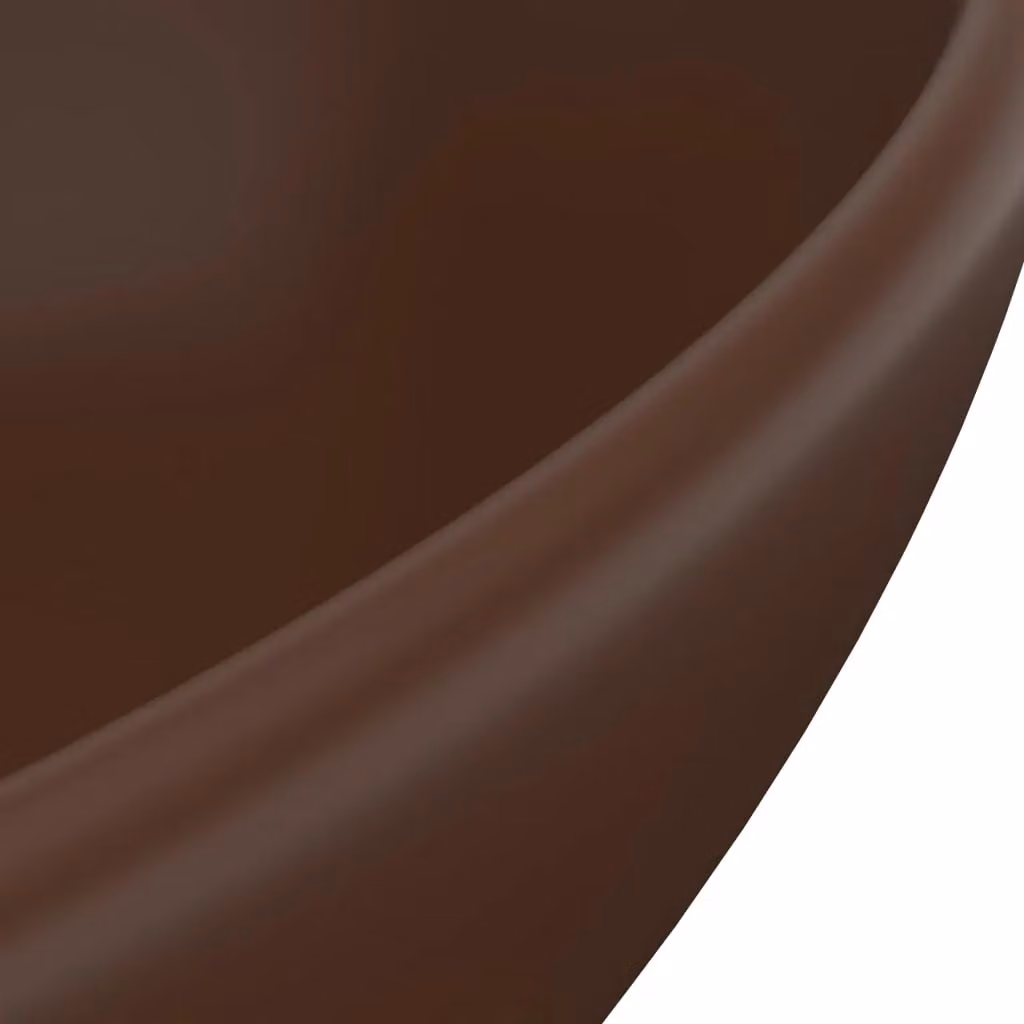 Berkfield Home Luxury Oval Ceramic Countertop Basin in Matt Dark Brown W: 40 cm, D: 33 cm – 3