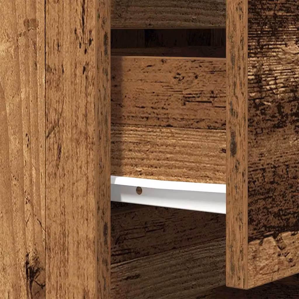 Berkfield Home Bedside Cabinet with 3 Drawers in Brown Old Wood, W/D/H: 39 x 35 x 65 cm – 4
