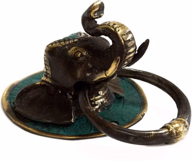 KDMD Elephant Head Brass Door Knocker in Gold – 1