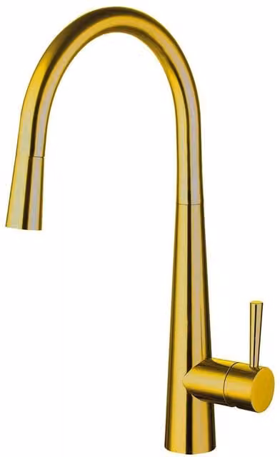 Balterley Single Lever Pull-Out Kitchen Mixer Tap with Swivel Spout and Spray Function in Brushed Gold
