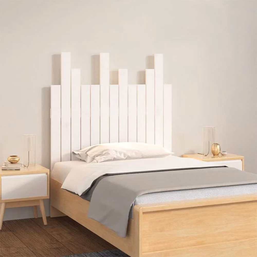 Berkfield Home White Solid Pine Wood Wall Mounted Headboard W/D/H: 82.5 x 3 x 80 cm – 2