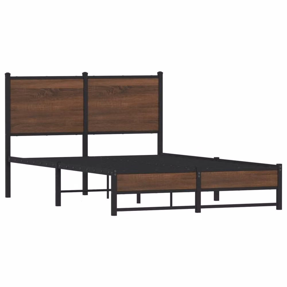 Berkfield Home Metal Small Double Bed Frame in Brown Oak, W: 120 cm, L: 190 cm – 3