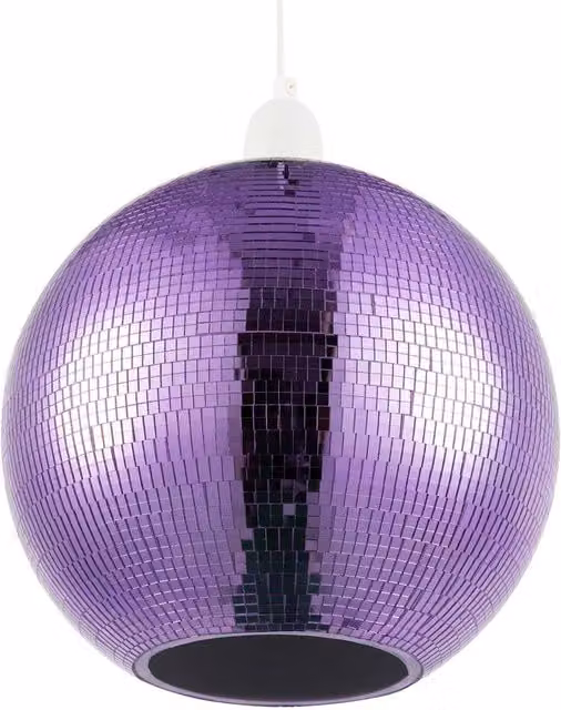Happy Homewares Shiny Disco Mosaic Ball Pendant Shade in Purple Retro Style – 1