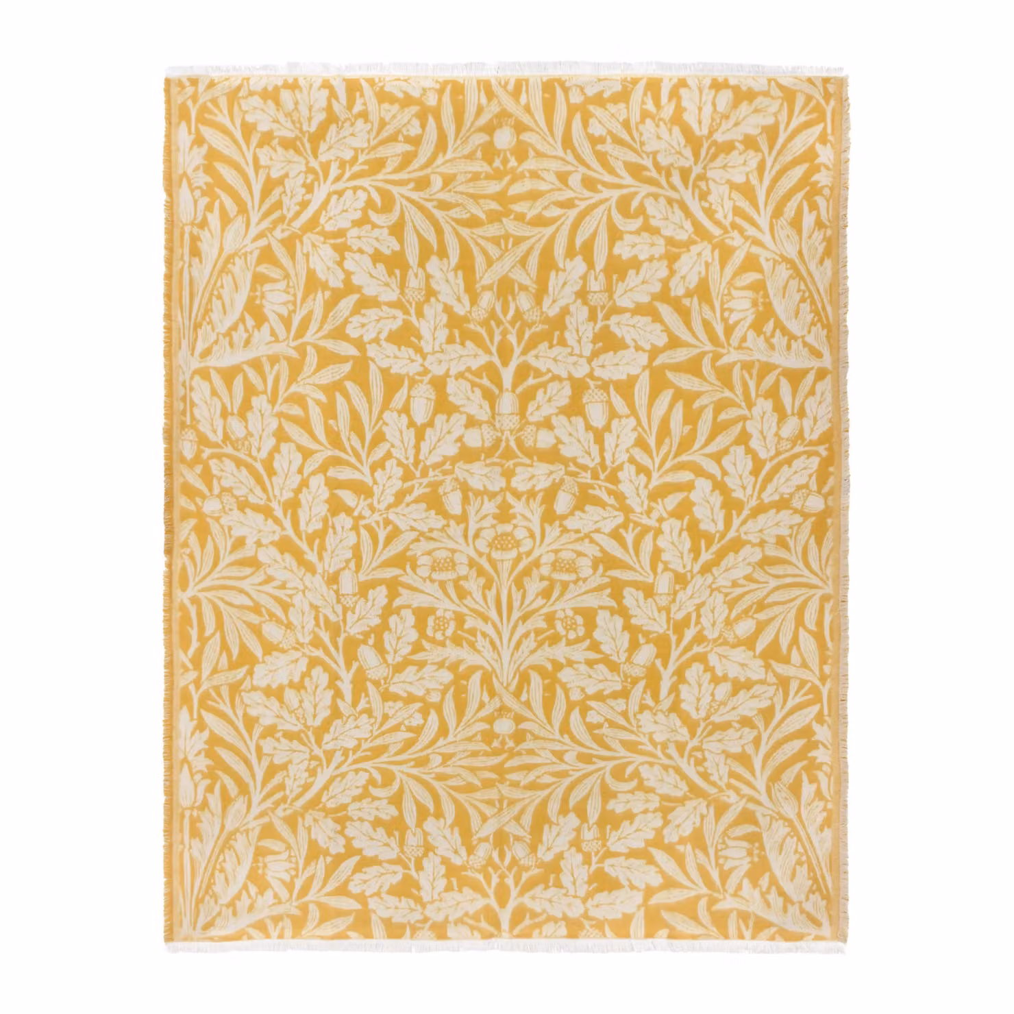 Morris & Co. Gold Faux Mohair Jacquard Throw with Fringes, W/D: 130 x 170 cm – 2