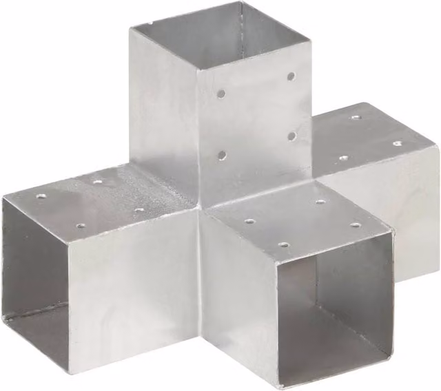 Berkfield Home X Shape Post Connectors, 4 Pieces, Galvanised Metal, Silver, 91 x 91 mm – 1
