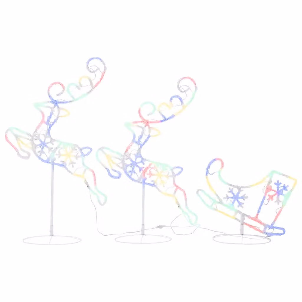 Berkfield Home Multicolour Acrylic LED Flying Reindeer and Sleigh Garden Decoration W/D/H: 260 x 21 x 87 cm – 2