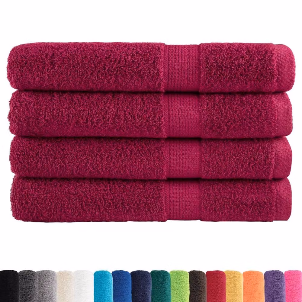 Berkfield Home SOLUND Premium Cotton Terry Towel Set, 4 Pieces, Bordeaux Red, W: 100 cm, L: 200 cm, 600gsm – 3
