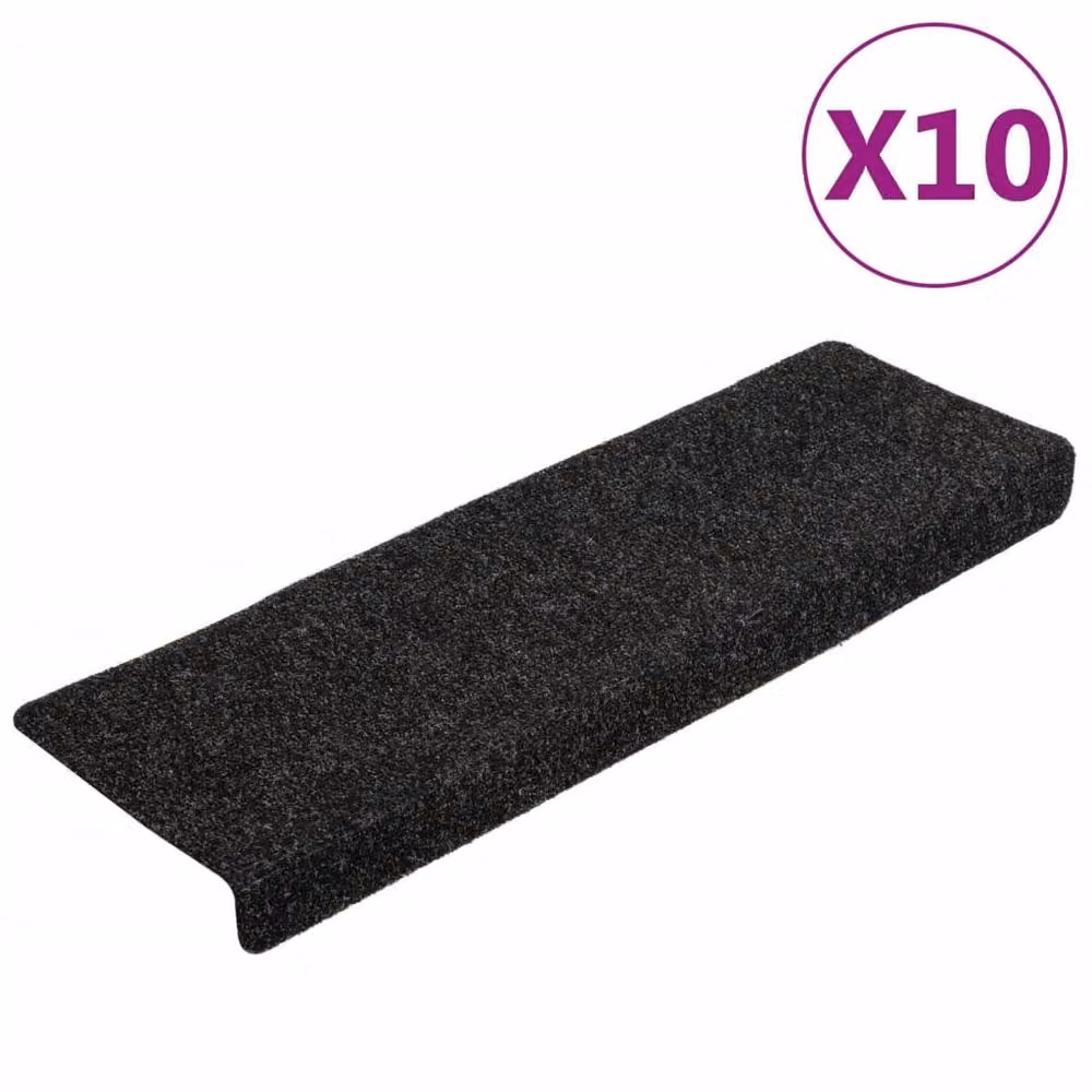 Berkfield Home Non-Slip Self-Adhesive Stair Mats, 10 Pack, Black, W/D/H: 65 x 21 x 4 cm – 3