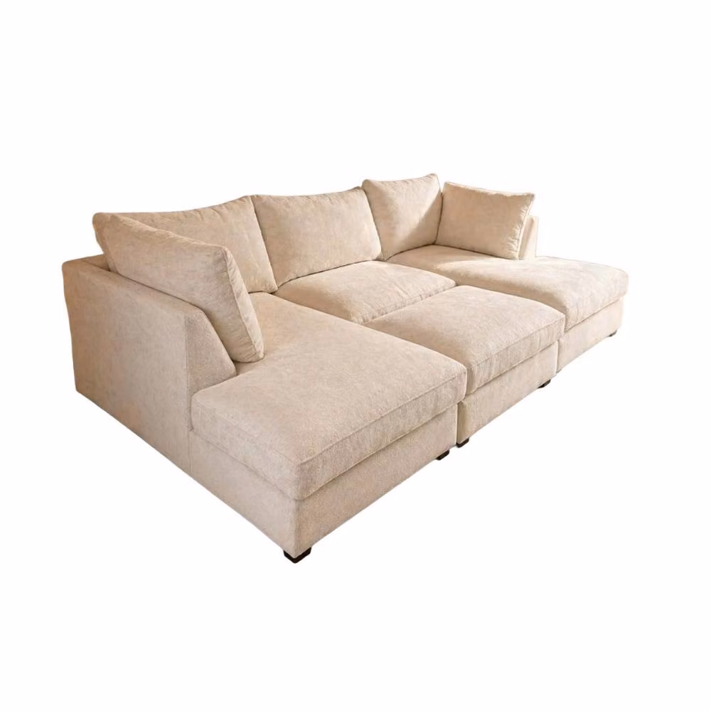Home & Love Carnaby Cinema U-Shape Corner Sofa in Alaska Pearl Cream with Matching Ottoman – 2