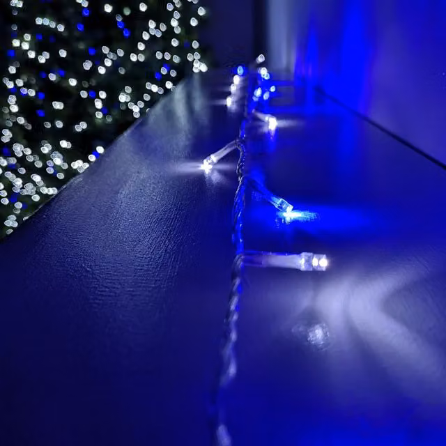 Samuel Alexander Premier Christmas Outdoor LED Function Lights with Timer, Blue and White, 16m, 200 LED