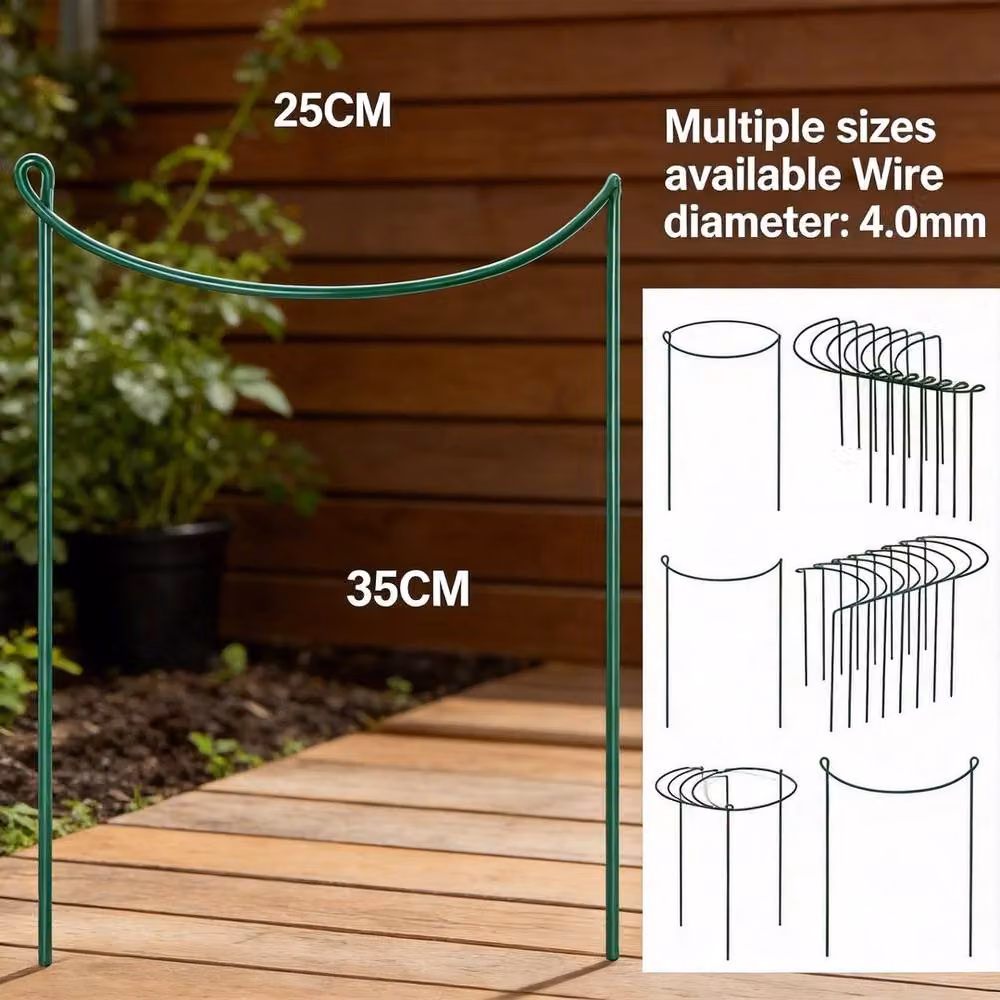 SPETLEK 4-Pack Round Metal Plant Support Stakes in Green – 3