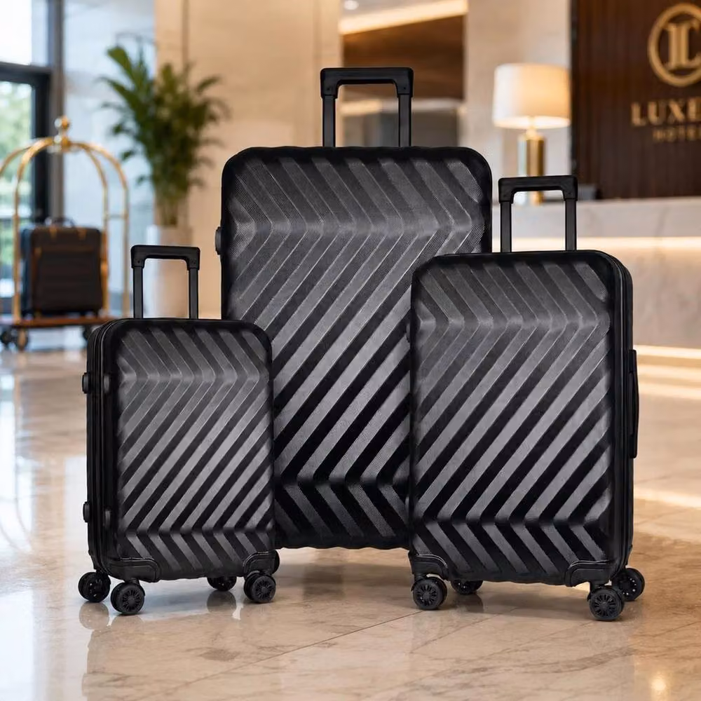 Havendro 3-Piece Hard Shell Suitcase Set with TSA Lock and 360 Degree Wheels, Black – 4