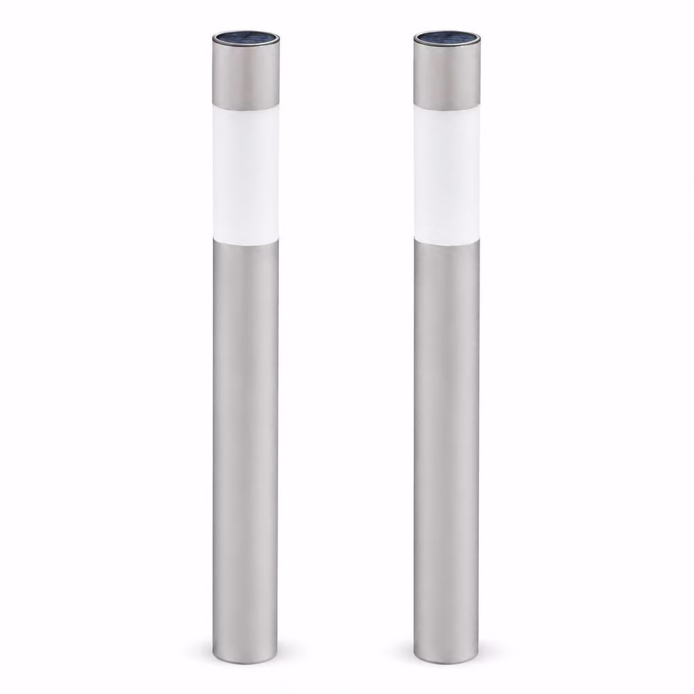 GWSOLAR 2 Pack Solar Garden Lights in Silver with Switchable White and Warm Light, Height: 70 cm – 2