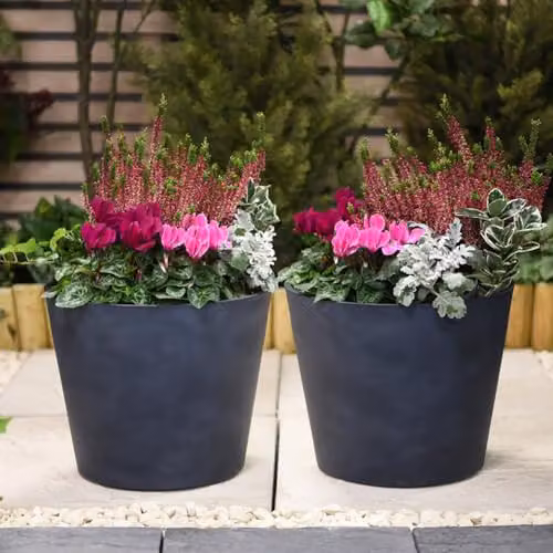 Garden Gear Dark Grey Stone Effect Planters for Indoor and Outdoor Use, Diameter: 30.5 cm, Height: 25.5 cm – 2