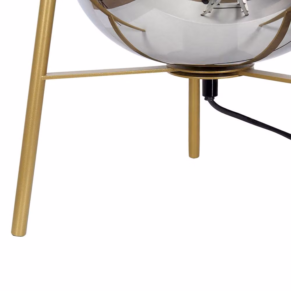 Wyld and Coco Gold Metal Table Lamp with Smoked Glass Shade – 4