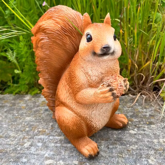 Farmwood Realistic Red Squirrel Garden Ornament with Acorn